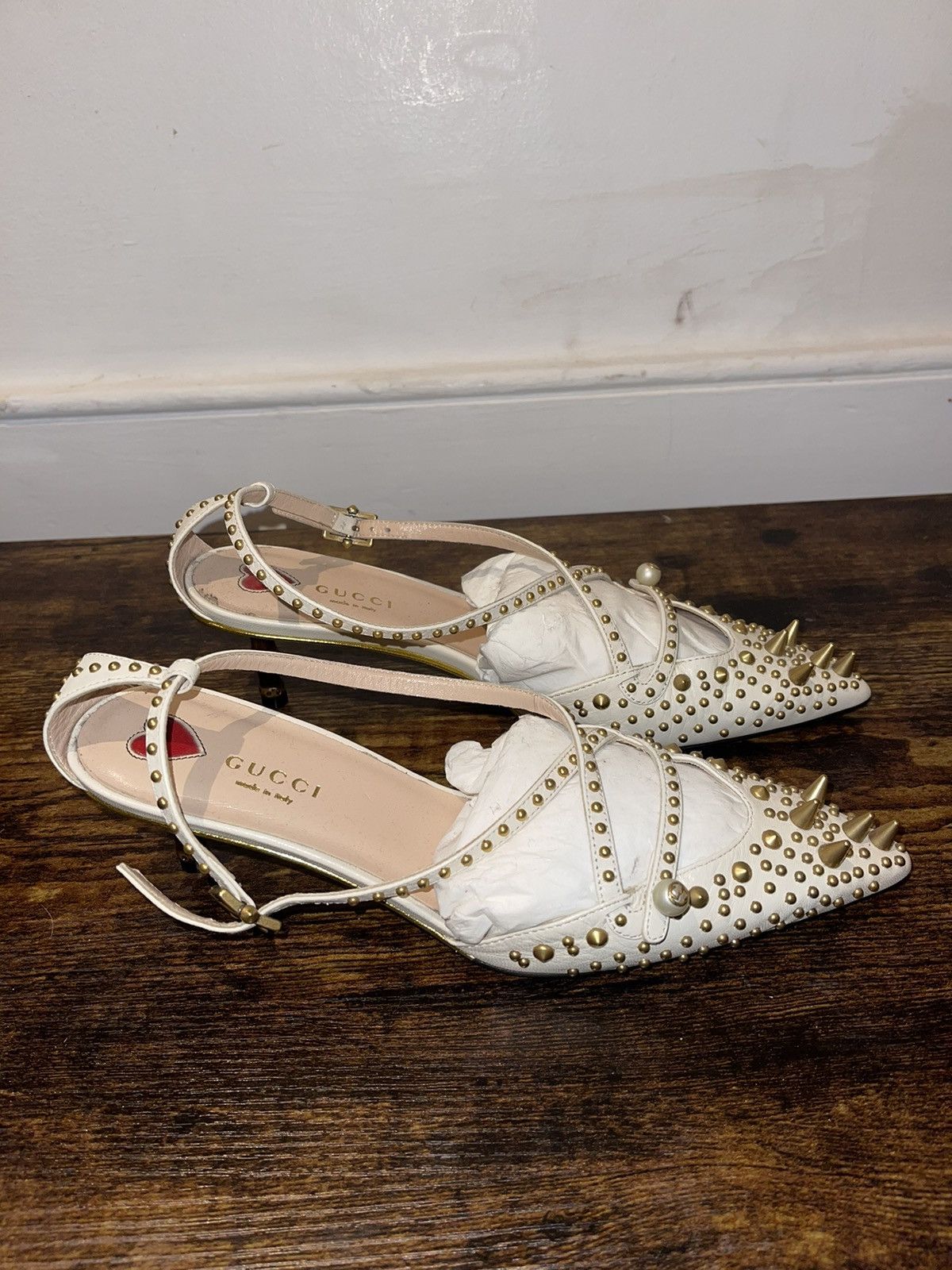 Gucci Gucci Gold Stud UNIA Kitten Heels Size US 8 / IT 38 - 2 Thumbnail
