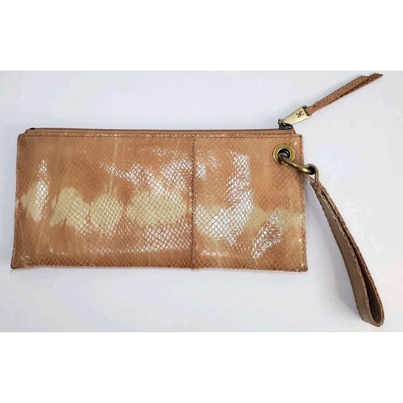 Vintage VINTAGE Hobo Wristlet Clutch Peach Pink Snakeskin Purse City Chic Retro Bag Medium Womens Size ONE SIZE - 5 Thumbnail