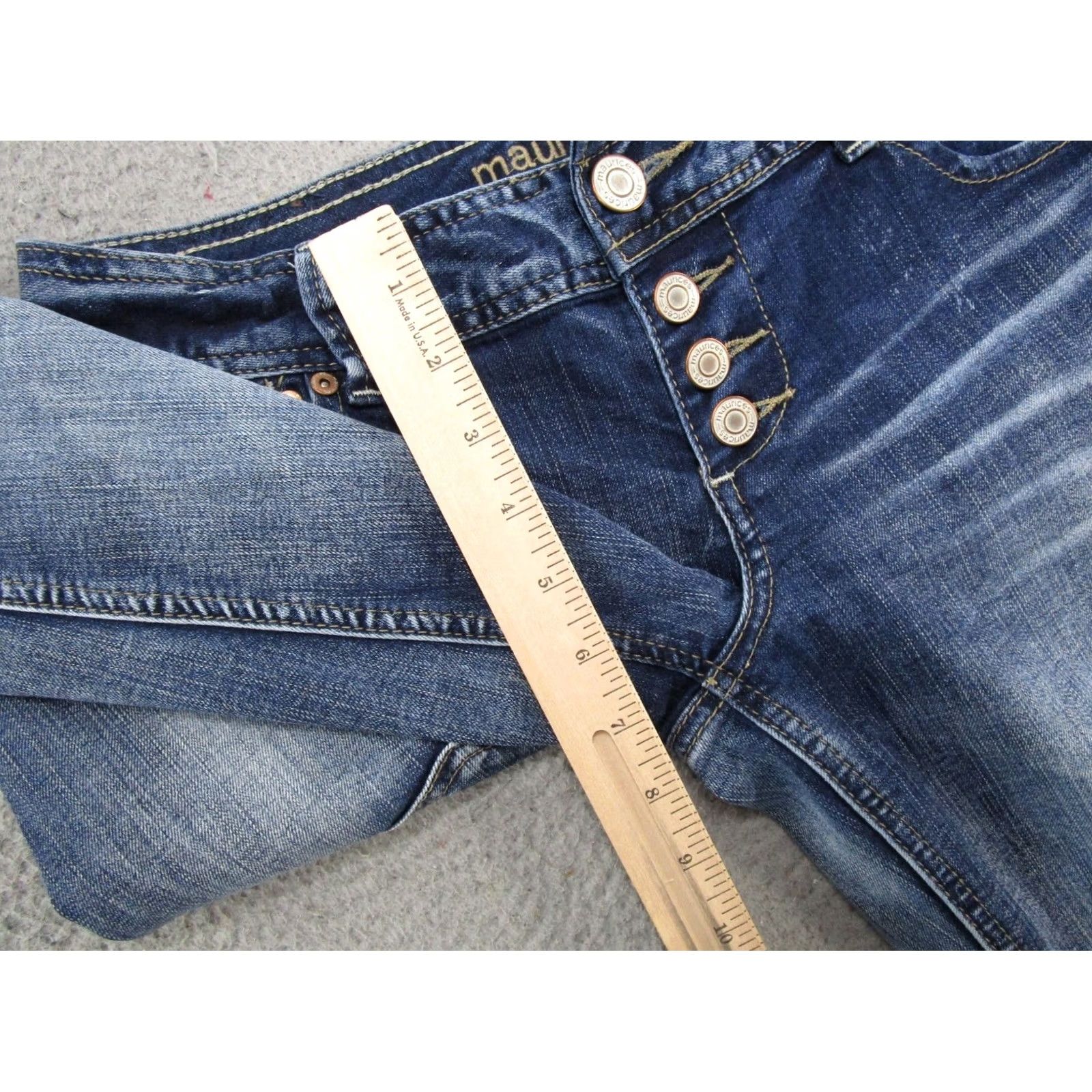Vintage Maurices Button Fly Bootcut Blue Stretch Denim Jeans Womens Size 5/6 X Short - Used Condition - eBay Size 28" / US 6 / IT 42 - 5 Thumbnail