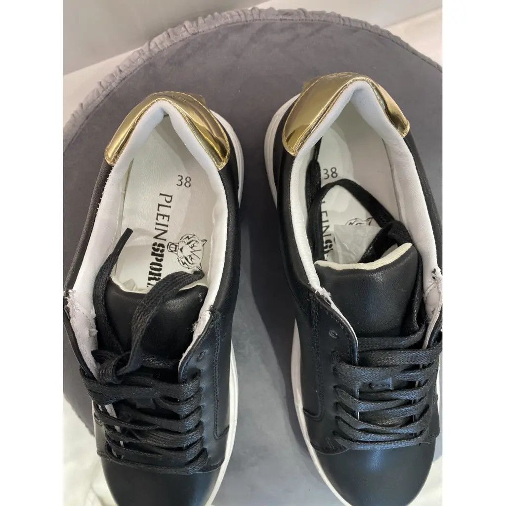 Other Plein Sport Black Leather Sneakers Gold Heel – EU 38 / US 7 Size US 7 / EU 40 - 6 Thumbnail