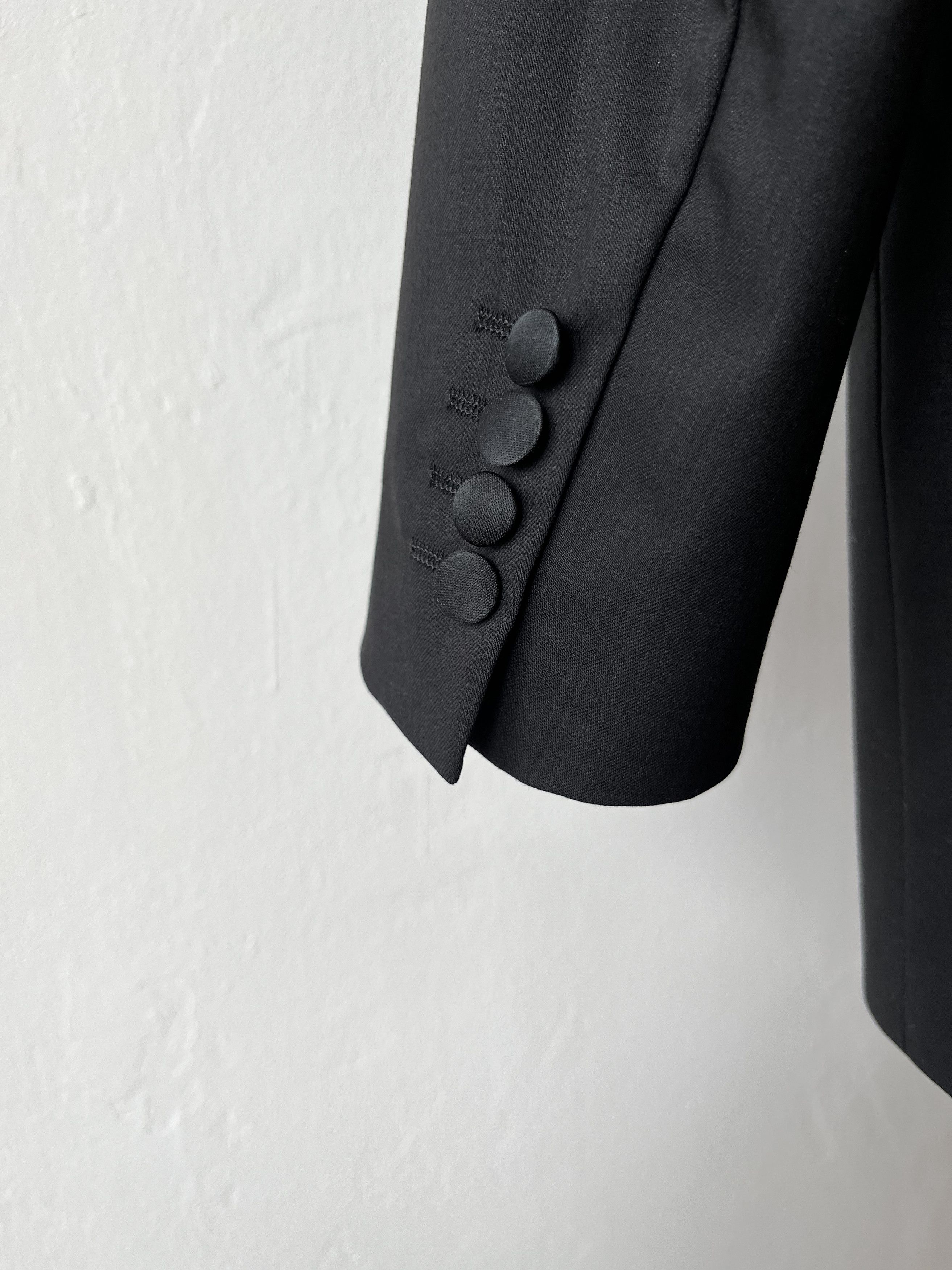 Vintage VINTAGE Anthracite Wool Men's Tuxedo Satin Peak Lapels Size 44L - 3 Thumbnail