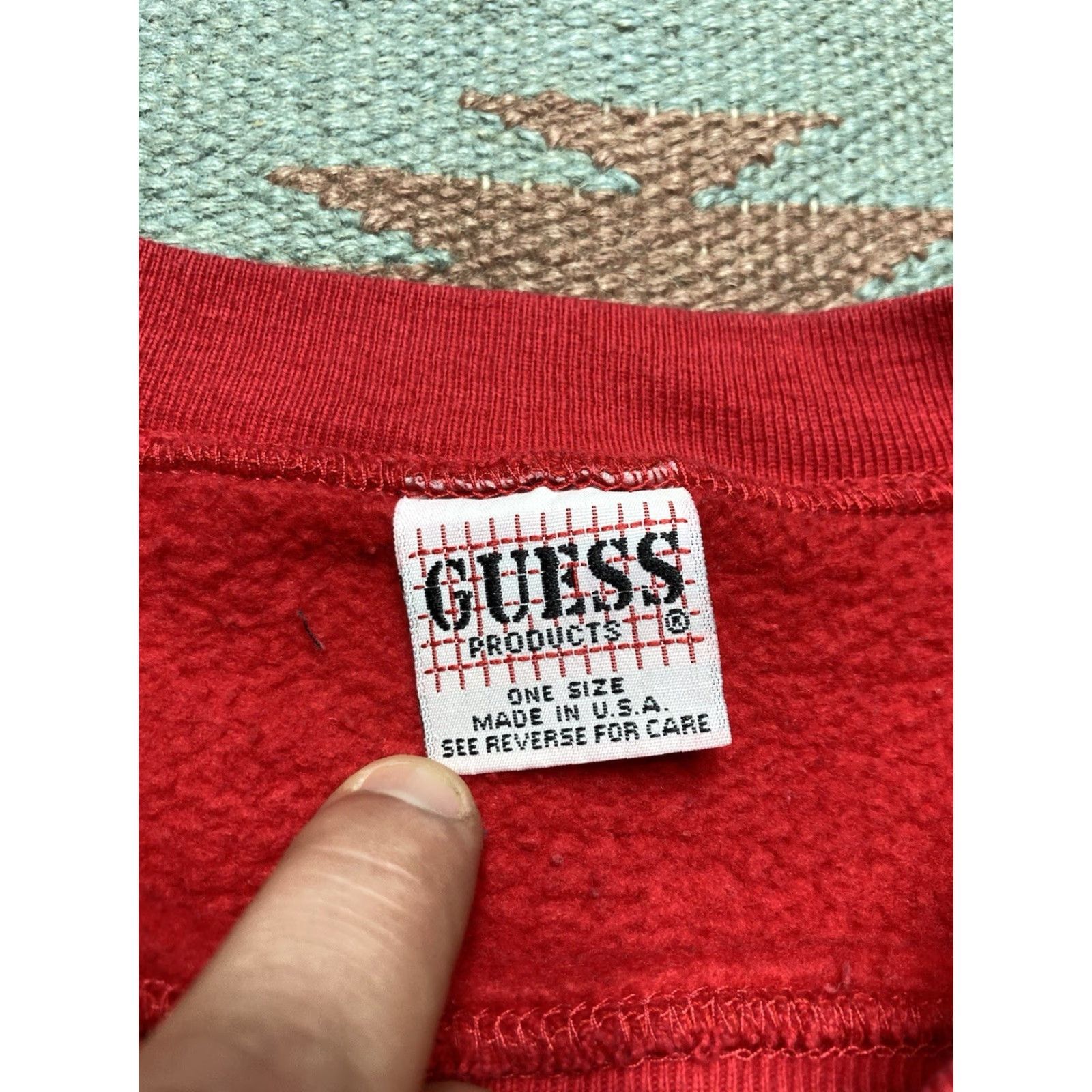 Guess VINTAGE 90s Guess Jeans Embroidered USA Made Crimson Large Sweatshirt Crewneck Mens XL Pullover Red Size US XL / EU 56 / 4 - 6 Thumbnail