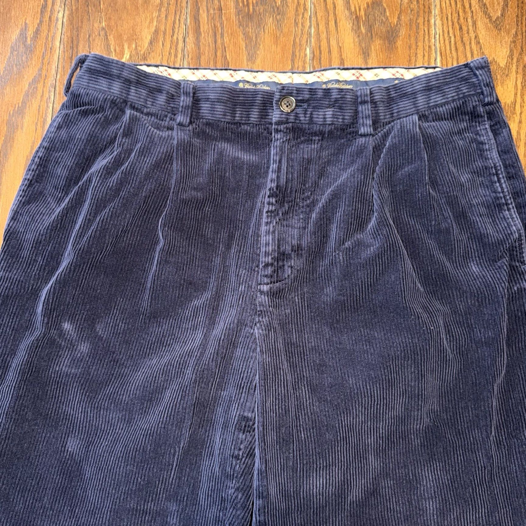 Brooks Brothers Brooks Brothers Pants Men 36x32 Blue Pleated Corduroy Straight Leg Cuffed Size US 36 / EU 52 - 3 Thumbnail