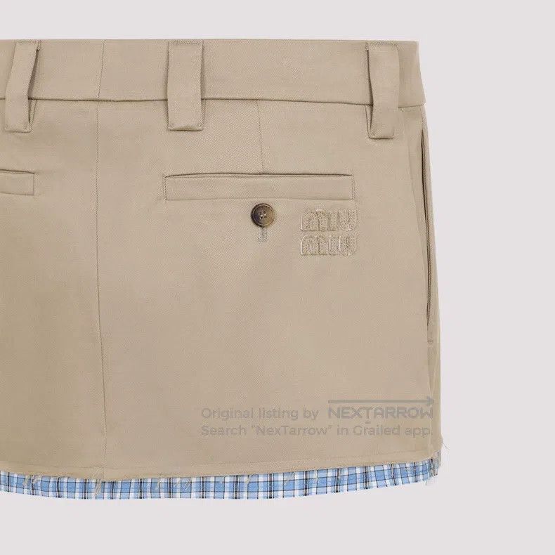 Miu Miu Miu Miu 40 Retro literary style Khaki ultra-short overskirt Size 39" - 1 Thumbnail