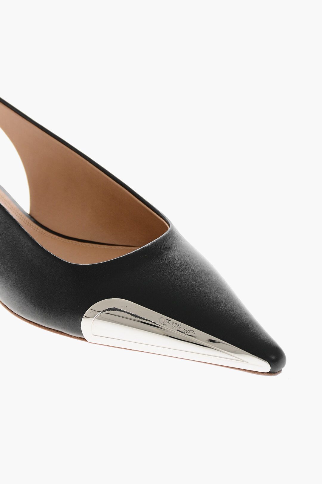Off-White og1mm1125 Leather Slingback Ballet Flats in Black Size US 7 / IT 37 - 4 Thumbnail