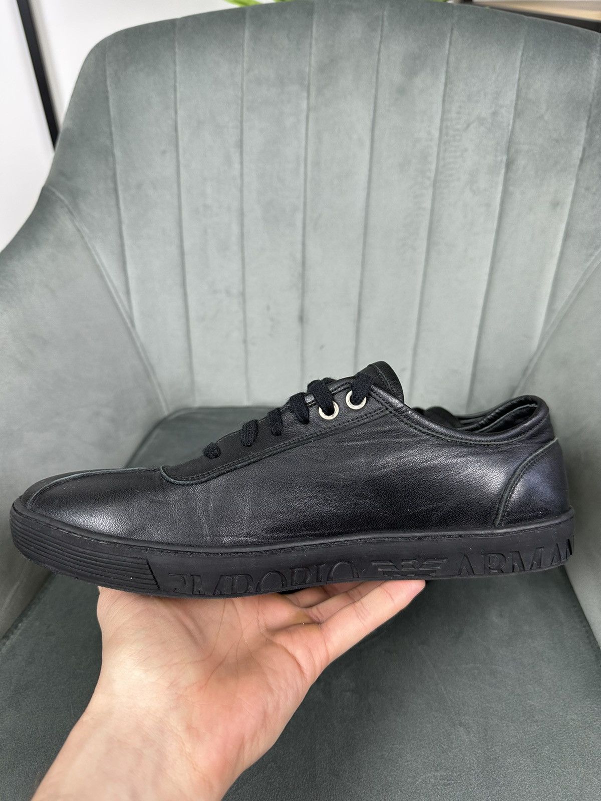 Armani × Emporio Armani Emporio Armani Leather Low Top Sneakers Shoes Men’s Black 41 Size US 8 / EU 41 - 9 Thumbnail