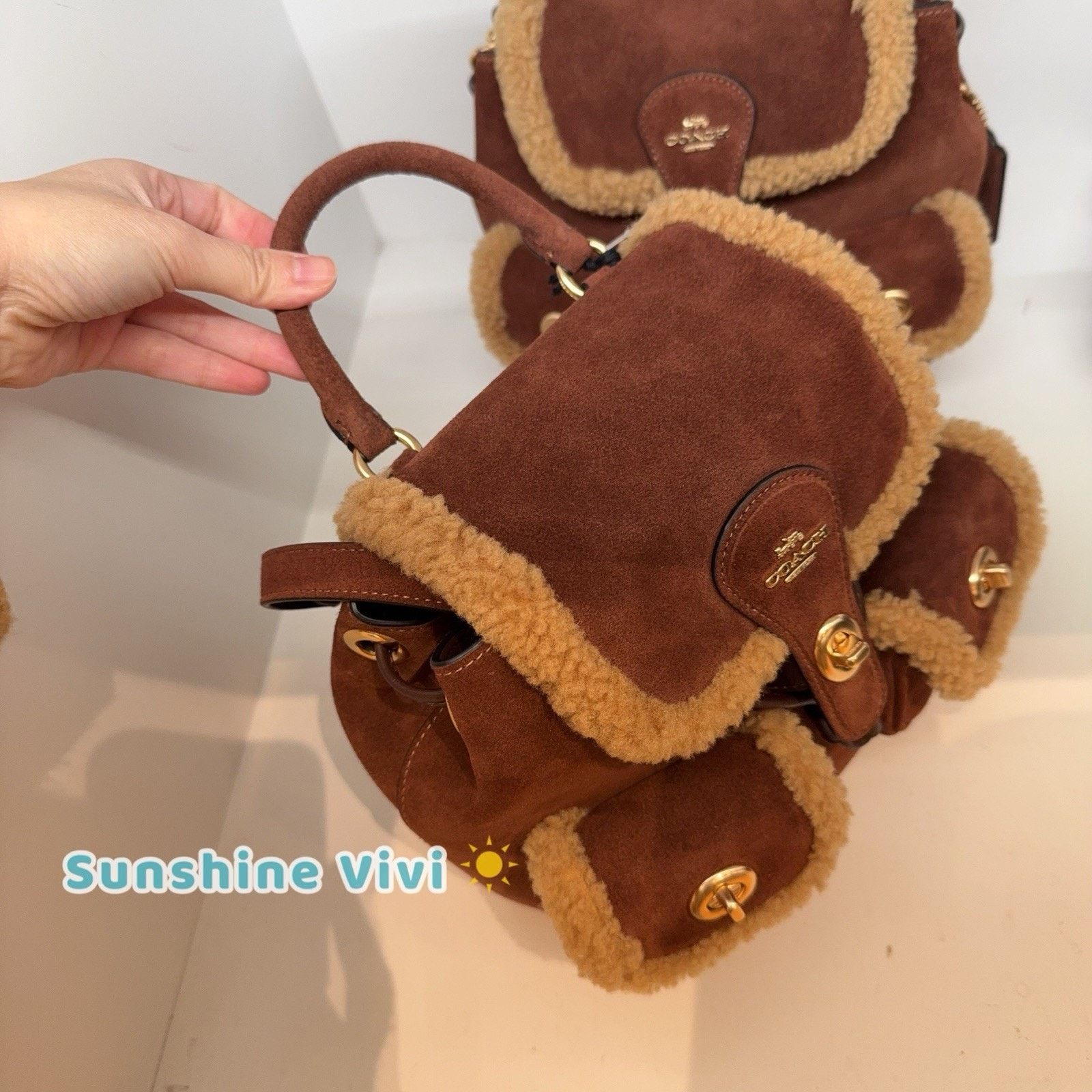 Coach NWT Coach CCZ25 Hadley Backpack Vintage Brown Gold Suede Size ONE SIZE - 2 Thumbnail