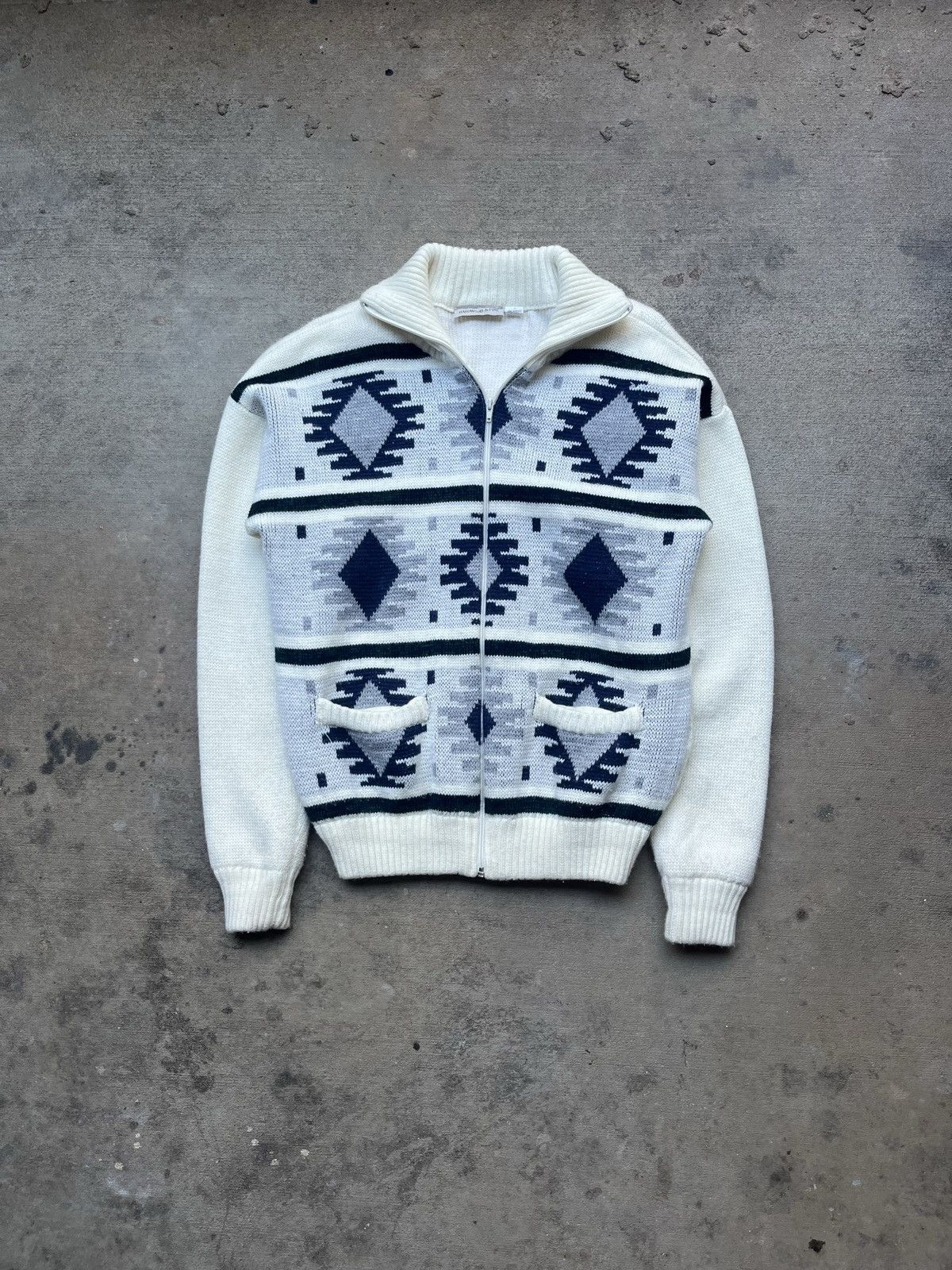 Vintage Vintage Hardwood & Pine Aztec Design Zip Up Acrylic Sweater Size US L / EU 52-54 / 3 - 1 Thumbnail