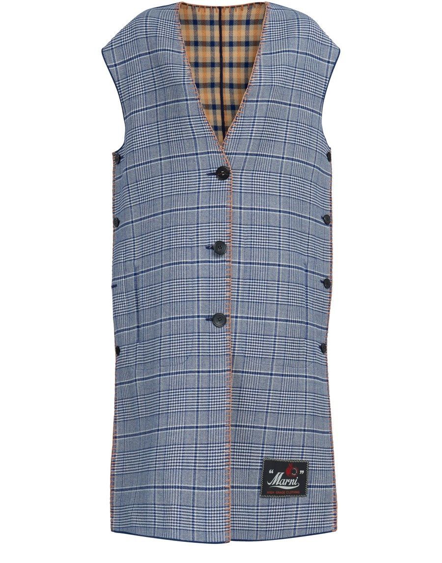 Marni o1w1db10125 Long Reversible Wool Gilet in Sky Blue Size M / US 6-8 / IT 42-44 - 1 Thumbnail