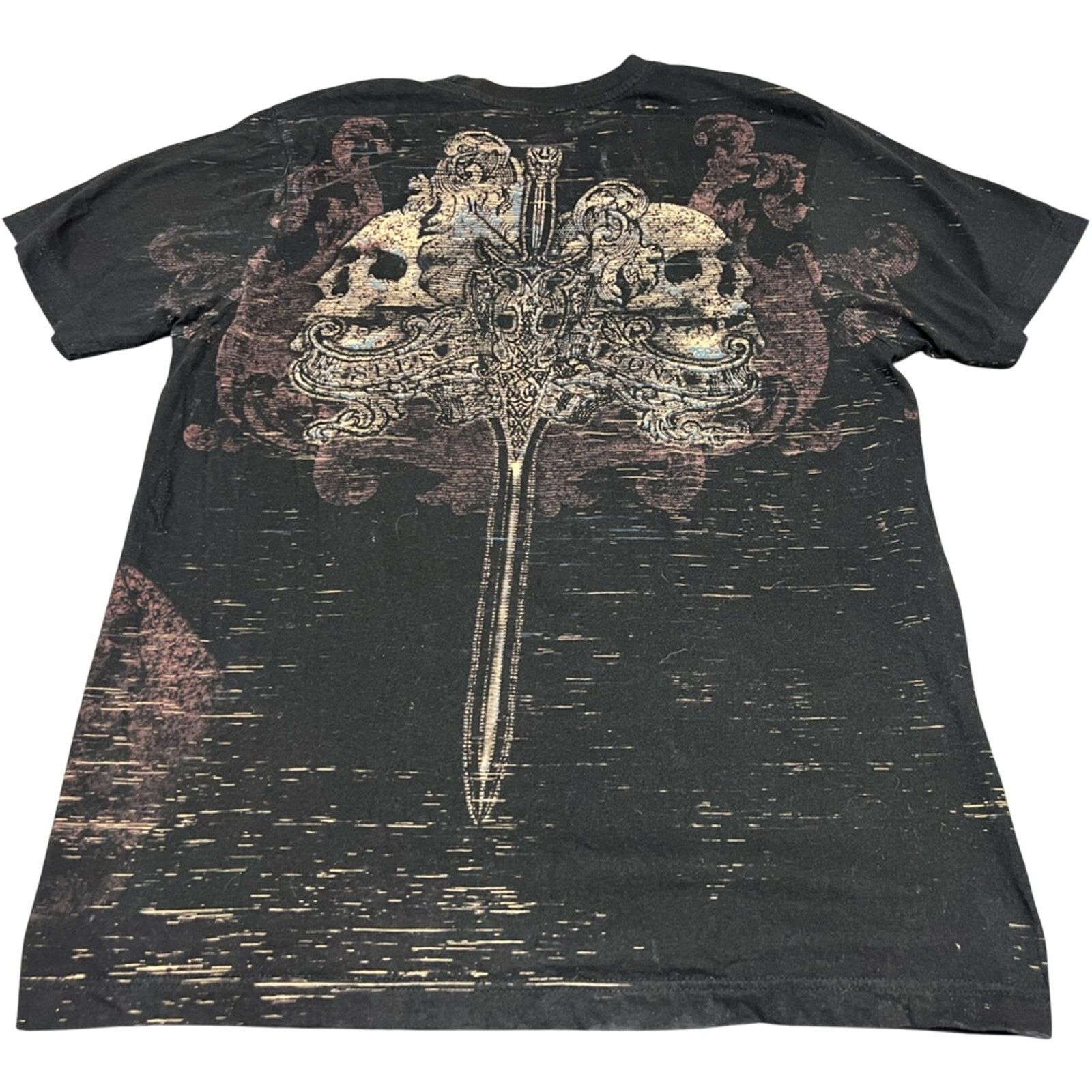 Xavier Y2K Xzavier Black AOP Skulls Cross Affliction Style Shirt XL Size US XL / EU 56 / 4 - 2 Thumbnail