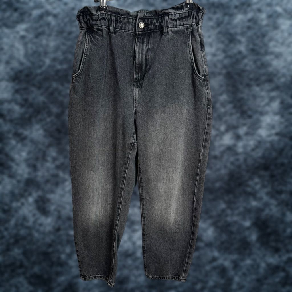 Zara VINTAGE Zara Womens High-Waisted Elastic Paperbag Jeans Washed Black Size 4 Size 27" / US 4 / IT 40 - 1 Thumbnail