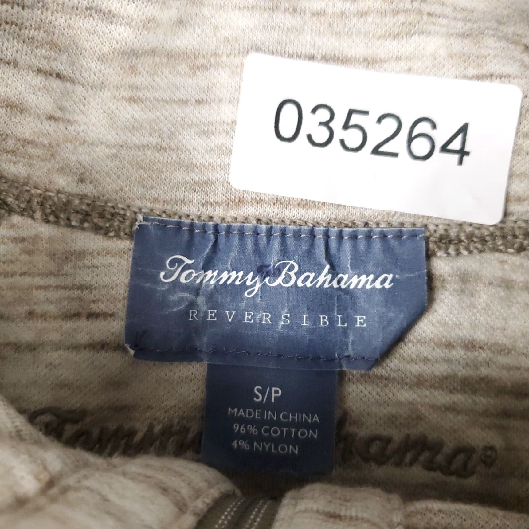 Tommy Bahama Tommy Bahama Mens Small Beige 1/4 Zip Pullover Sweater Cotton Blend Long Sleeve Size US S / EU 44-46 / 1 - 8 Thumbnail