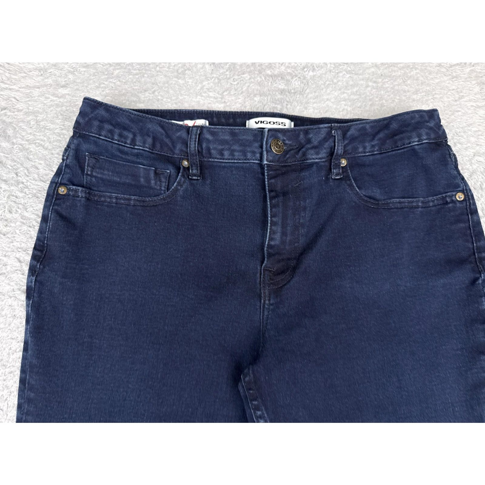 Vintage VIGOSS Jagger Flare Jeans Womens 32 Blue Dark Wash Mid Rise Stretch Denim 32x29 Jeans Womens Boys Girls Mens Size 24" / US 00 / IT 34 - 4 Thumbnail