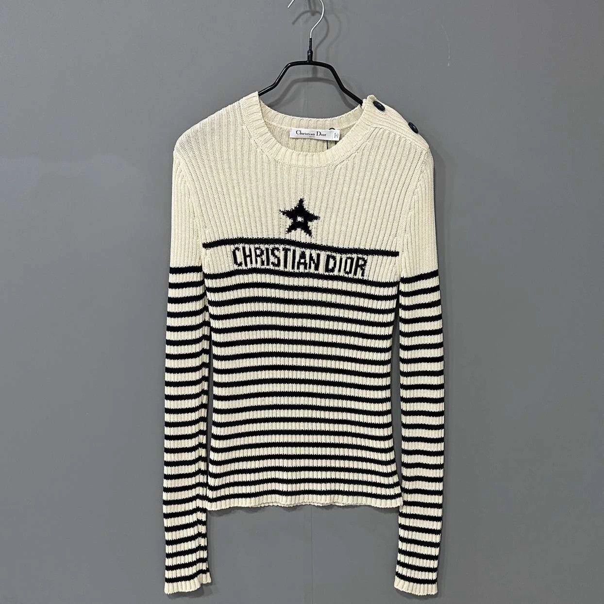 Dior Dior black and white stripe star logo knit top Size XS / US 0-2 / IT 36-38 - 2 Thumbnail