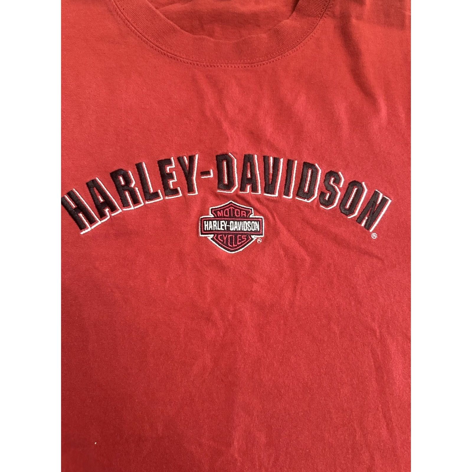 Harley Davidson VINTAGE Harley-Davidson T-Shirt XL Embroidered Red California Livermore Men Shirt Size US XL / EU 56 / 4 - 2 Thumbnail