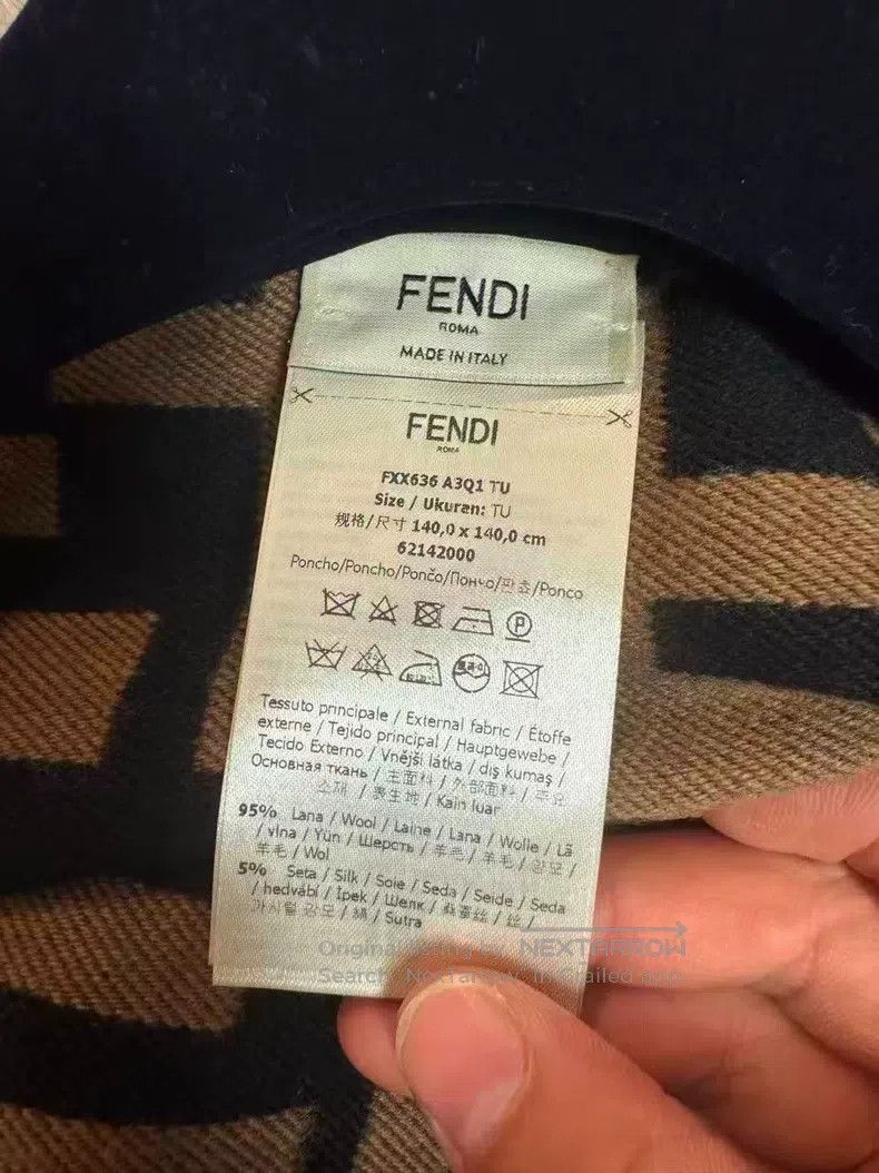 Fendi Fendi size 140*140 cm Monogrammed cashmere shawl in camel w Size ONE SIZE - 3 Thumbnail