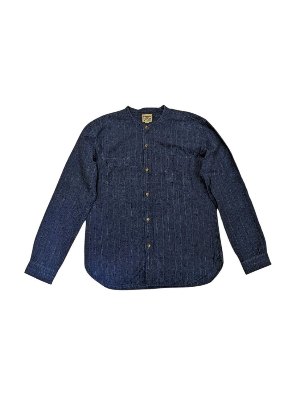 Pherrow's Pherrow’s Sashiko Pure Blue Indigo Collar Band Shirt Size US M / EU 48-50 / 2 - 1 Thumbnail
