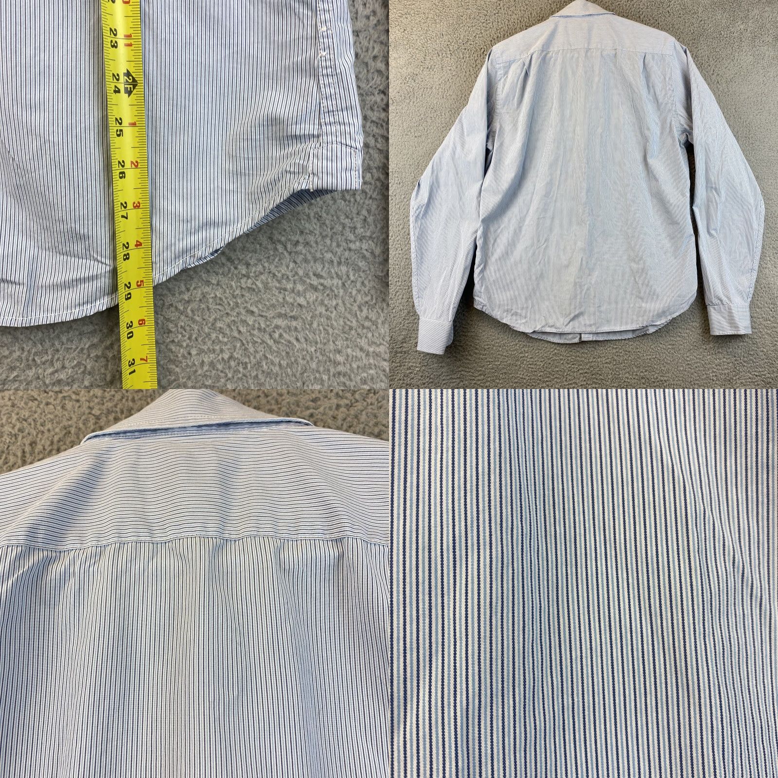 Abercrombie & Fitch ABERCROMBIE & FITCH Striped Button-Up Long Sleeve Shirt Mens L Blue Slim Fit Classic Casual Size US L / EU 52-54 / 3 - 8 Thumbnail