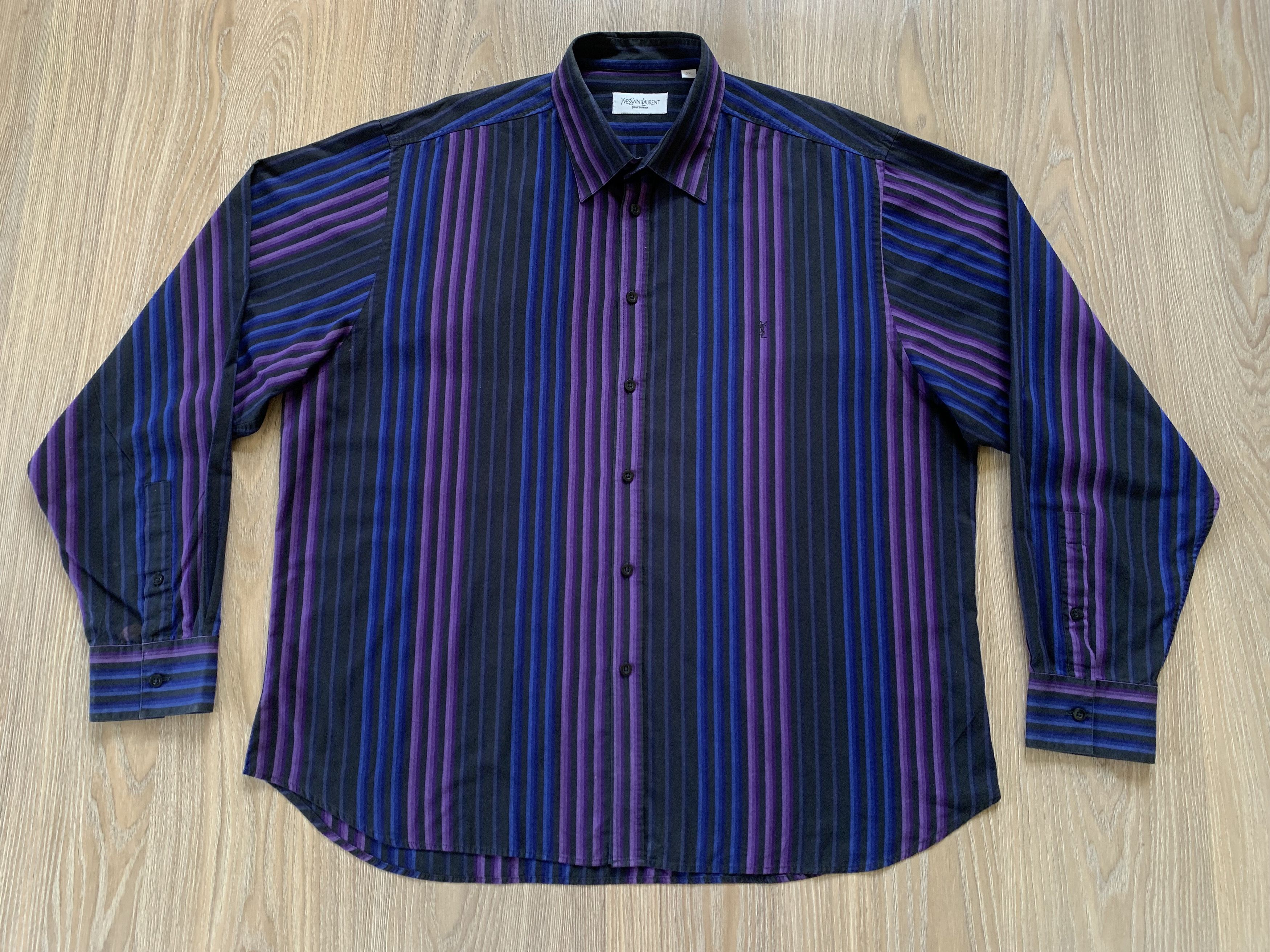 Yves Saint Laurent Vintage Yves Saint Laurent Stripe Long Sleeve Shirt Size US XXL / EU 58 / 5 - 2 Thumbnail
