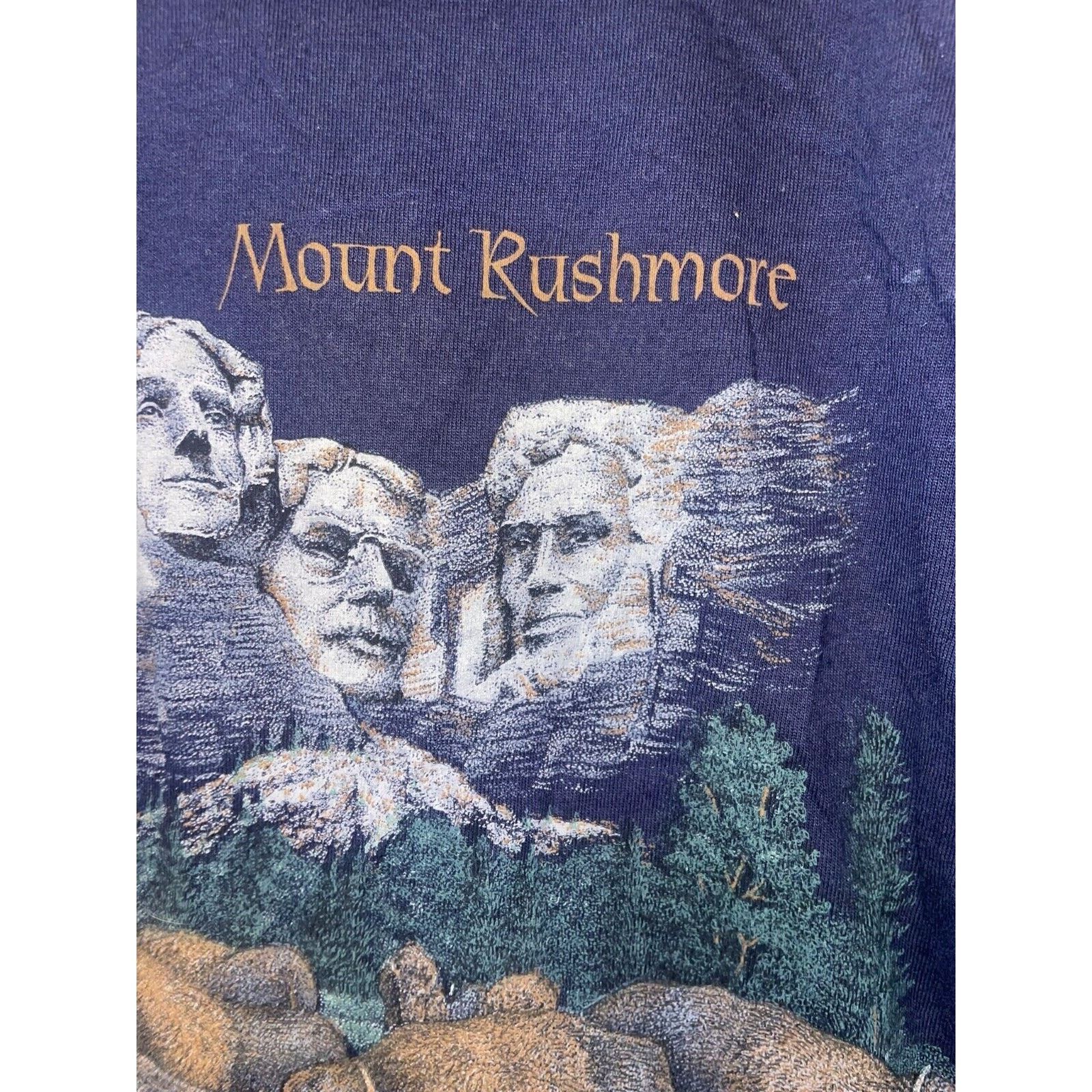 Jerzees Vintage Mount Rushmore Shirt President Bison Blue Tee 90s M Size US M / EU 48-50 / 2 - 4 Thumbnail