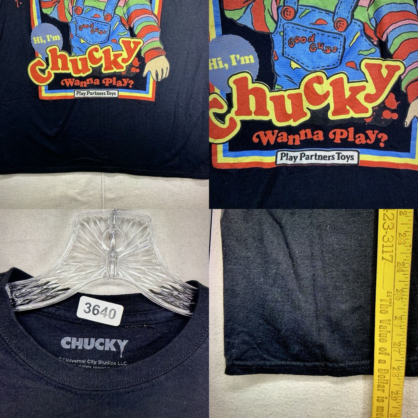 Vintage Chucky Horror Movie T-Shirt Large Black Graphic Print 90s Universal Mens Size US L / EU 52-54 / 3 - 8 Thumbnail