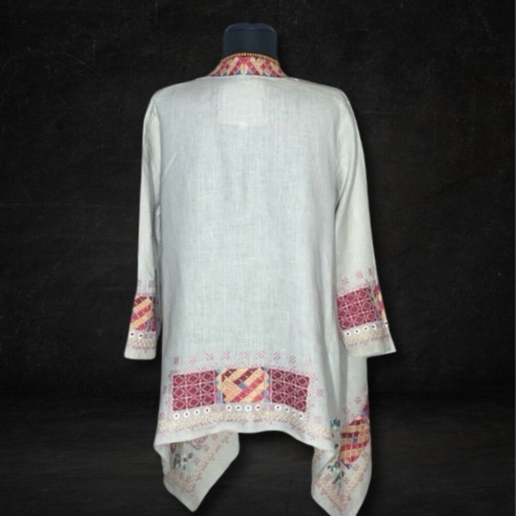 Johnny Was Johnny Was Kimono Drape Cardigan Embroidered Aztec Linen M Size L / US 10 / IT 46 - 2 Thumbnail