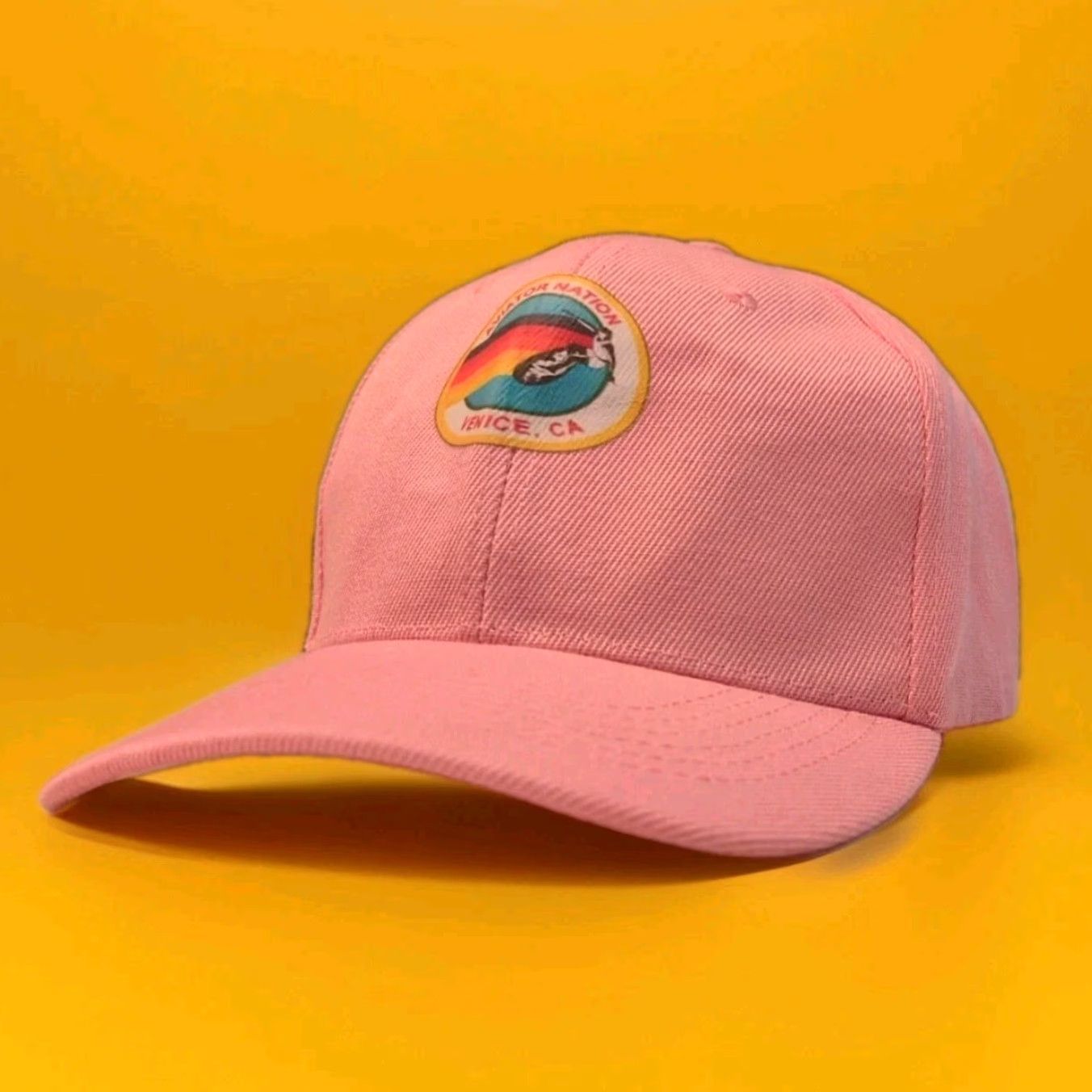 Vintage Venice Beach Surf Aviator Hat Pink California Nation Adjustable Canvas Hat Unisex Adults One Size Ocean Geometric Beach Cap Summer Mens Womens Size ONE SIZE - 4 Thumbnail