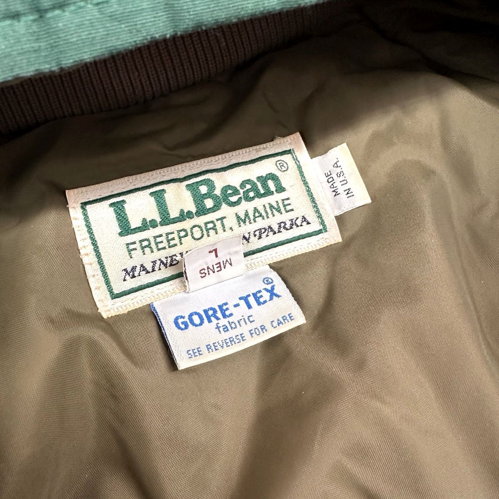 Vintage VINTAGE L.L. Bean Maine Warden Parka Gore Tex Green Brown Men’s Large USA Made Zip Coat Size US L / EU 52-54 / 3 - 3 Thumbnail