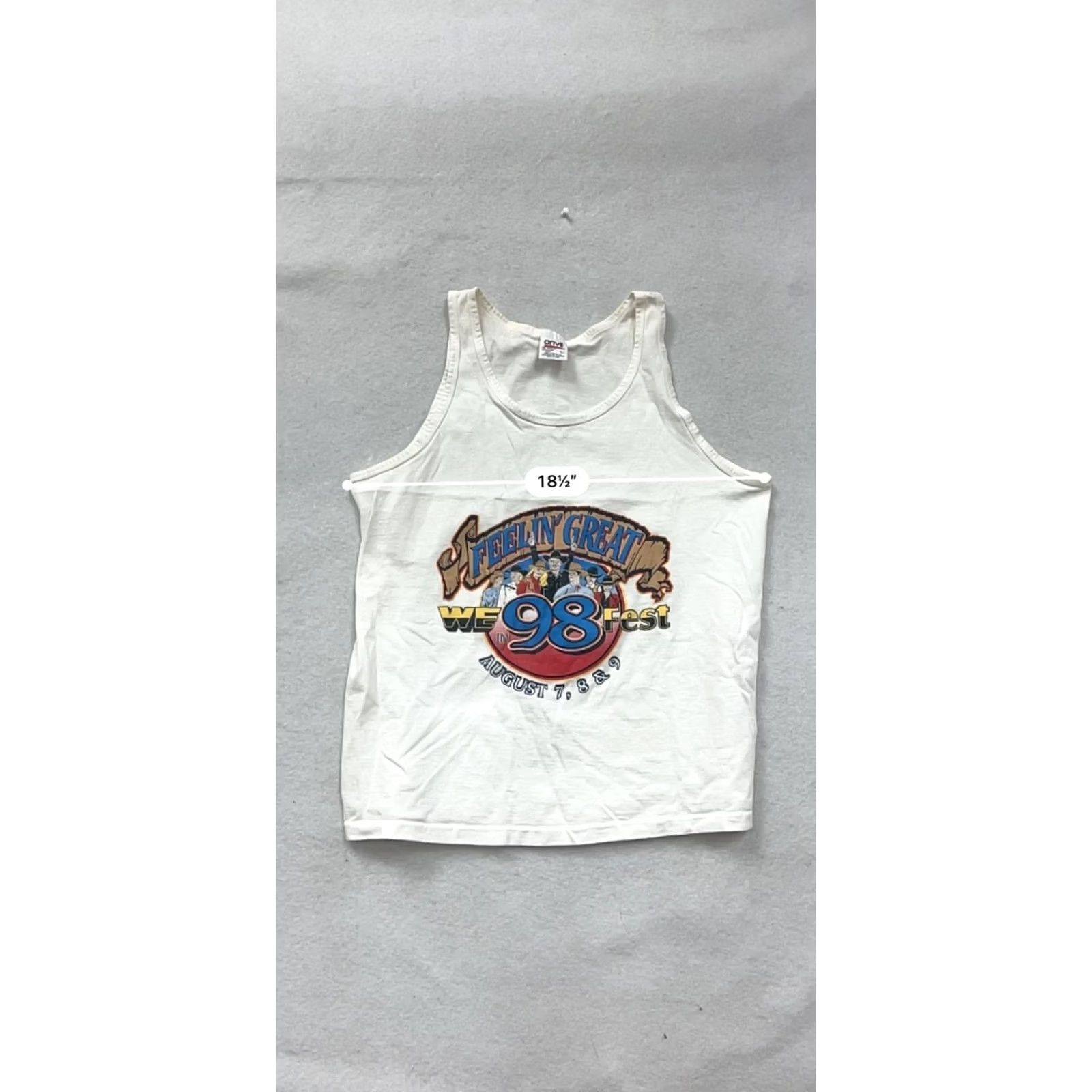 Anvil VINTAGE 1998 WF Fest Tank Top Anvil Mens L White Feelin Great #8876 Size US L / EU 52-54 / 3 - 8 Thumbnail