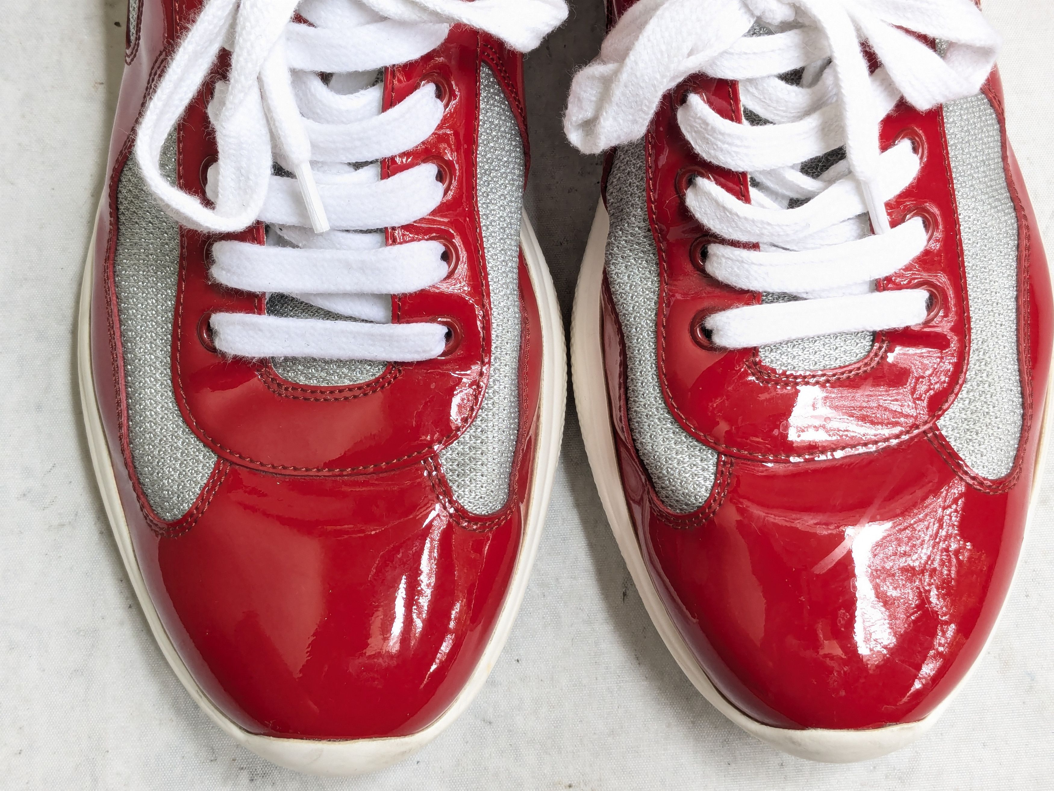 Prada Prada America's Cup Sneakers Red Patent Leather 12 Low Top Size US 12 / EU 45 - 6 Thumbnail
