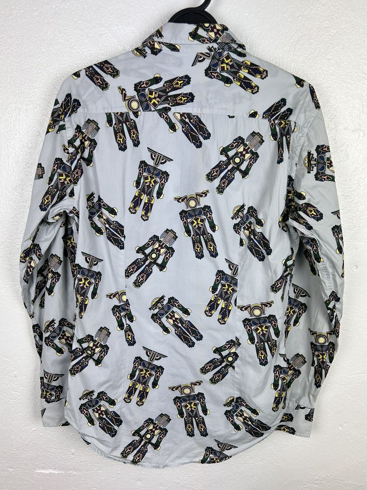 MSGM MSGM Fall 2015 Allover AOP Robot Long Sleeve Button Up Shirt Size US L / EU 52-54 / 3 - 7 Thumbnail