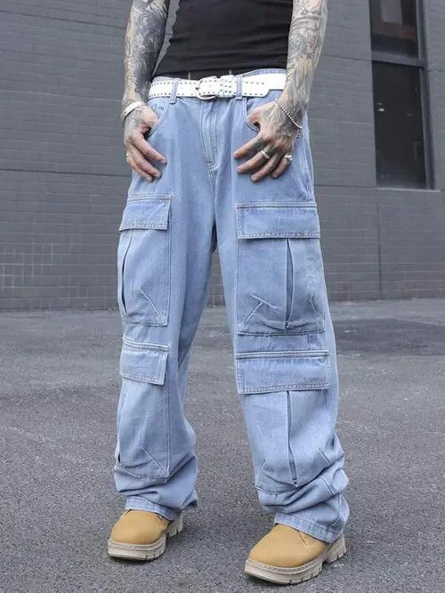 Jean Cargo Denim Jeans Straight Leg Size US 34 / EU 50 - 4 Thumbnail