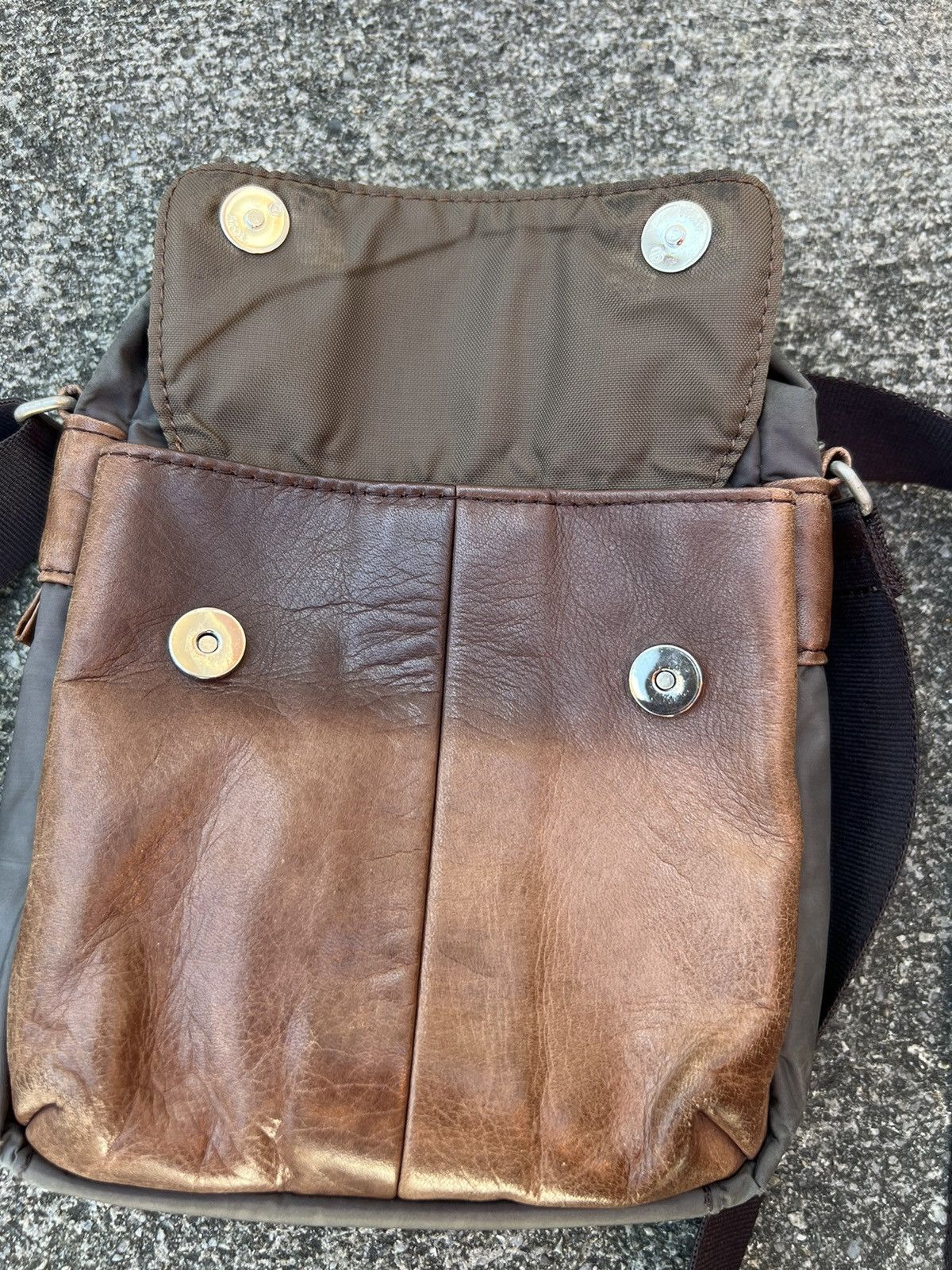 Vintage × Yohji Yamamoto Vintage Yohji Yamamoto Y’saccs Hybrid Patina Leather Wax Bag Size ONE SIZE - 25 Thumbnail