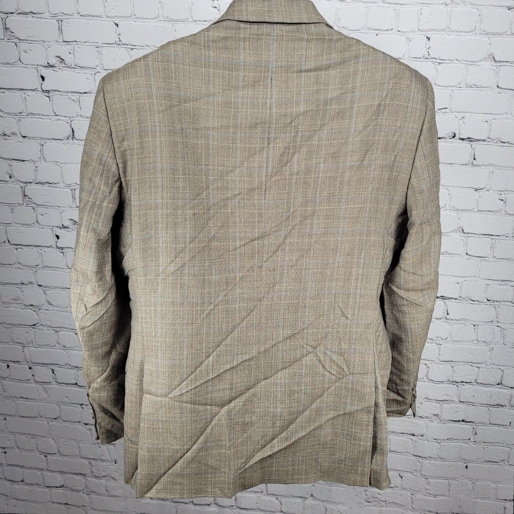 Pronto Uomo Pronto Uomo Sport Coat Jacket Brown Wool Blend Windowpane 2 Button Blazer 44L Mens Size 44R - 2 Thumbnail