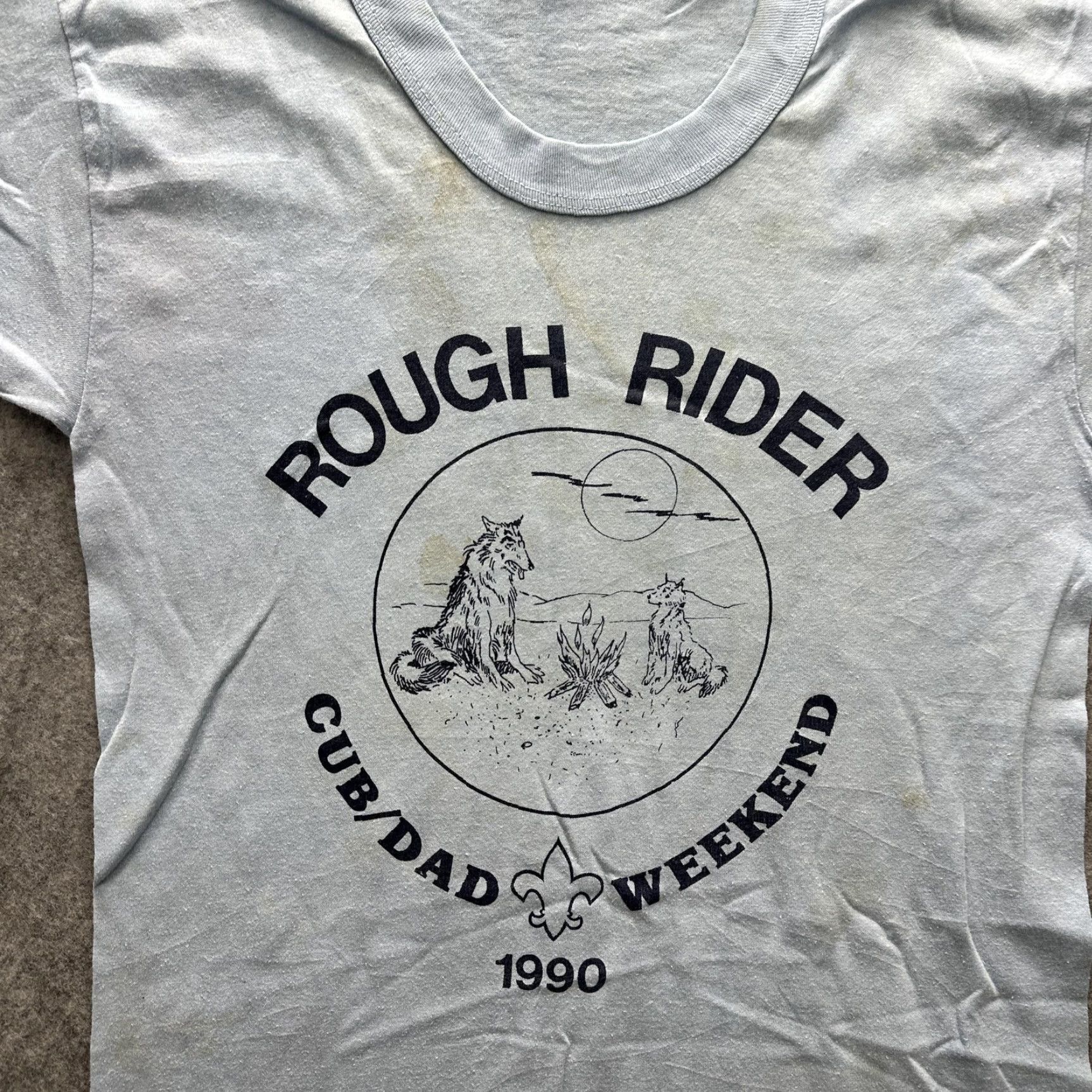 Vintage VINTAGE Rough Rider Cub Dad Weekend Shirt Mens M Blue 1990s Scout Camp Graphic Print Crew Neck Short Sleeve Men Size US M / EU 48-50 / 2 - 6 Thumbnail