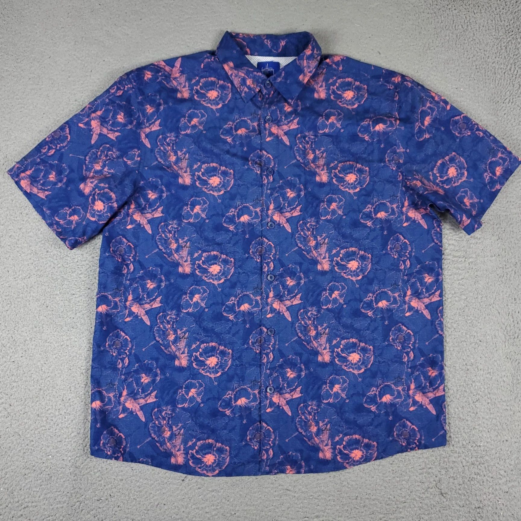 Guy Harvey Guy Harvey Shirt Mens Large Blue Floral Hibiscus Print Vented Short Sleeve Shirt Next to Blue Floral Pattern Button-Up Mens L Public Size US L / EU 52-54 / 3 - 2 Thumbnail