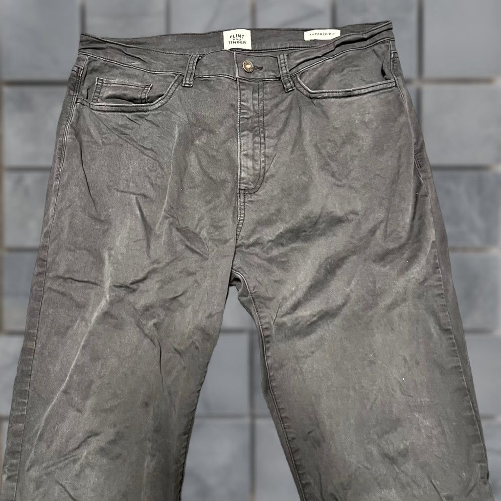 Vintage Flint & Tinder Pants Mens 33x30 Slim Fit Gray Khaki Stretch Cotton Jeans Size US 33 - 1 Thumbnail