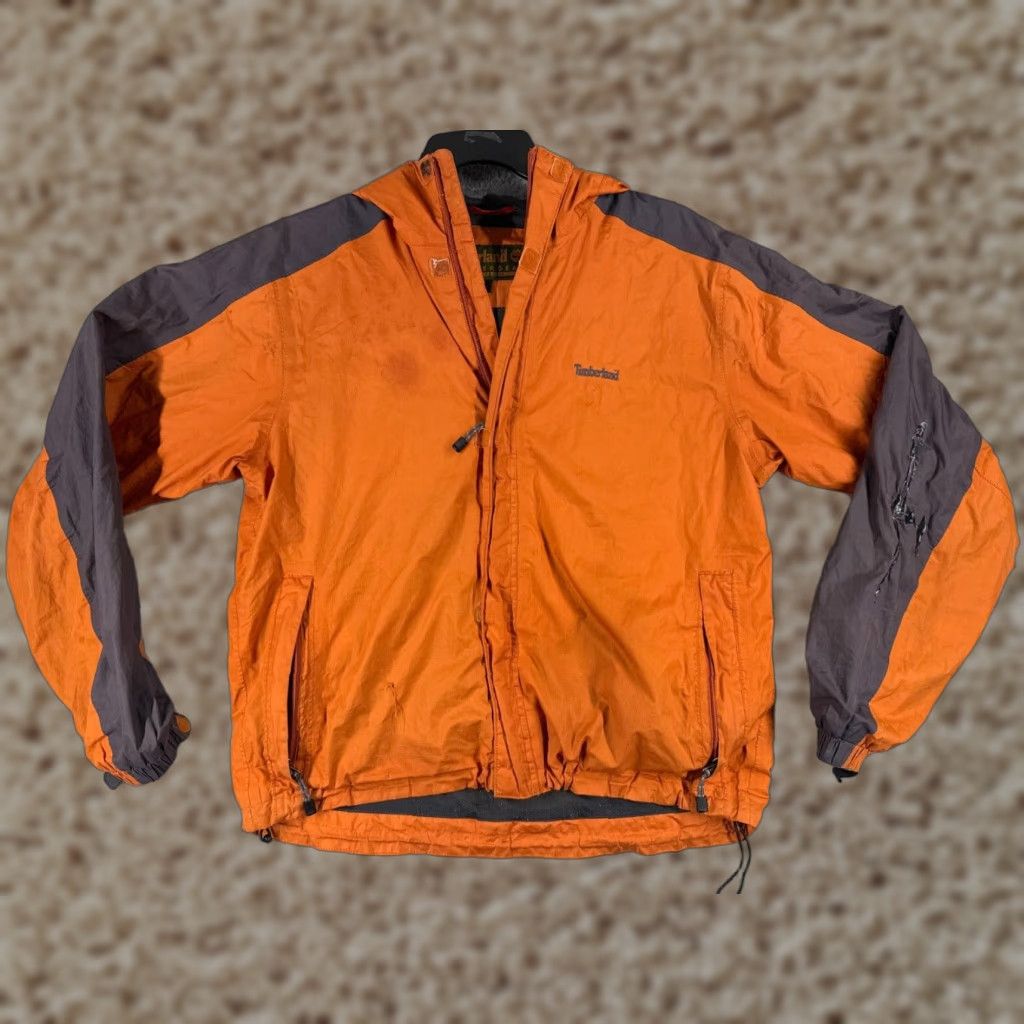 Timberland Timberland Jacket Mens Large Orange Full Zip Hooded Windbreaker Indoor Outdoor Weathergear 90s? Size US L / EU 52-54 / 3 - 1 Thumbnail
