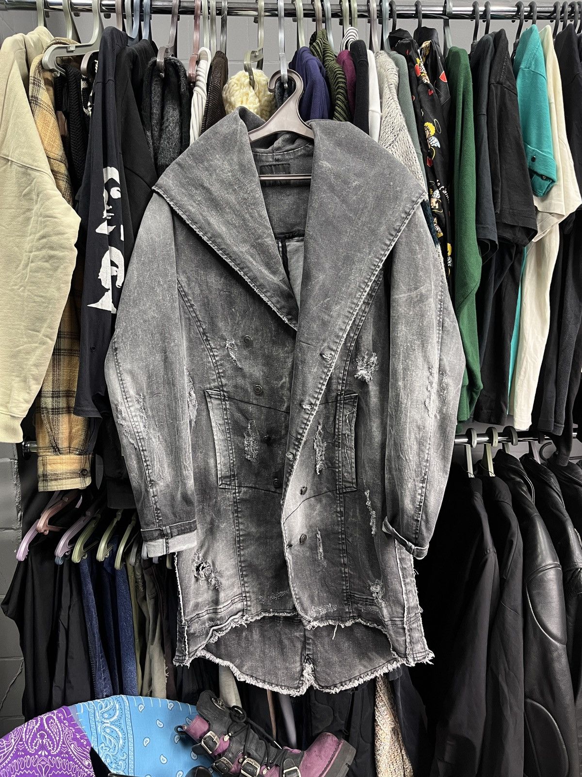 Xagon Man XAGON MAN ARCHIVE DISTRESSED FADED DENIM COAT JACKET - 2276 Size US M / EU 48-50 / 2 - 1 Thumbnail