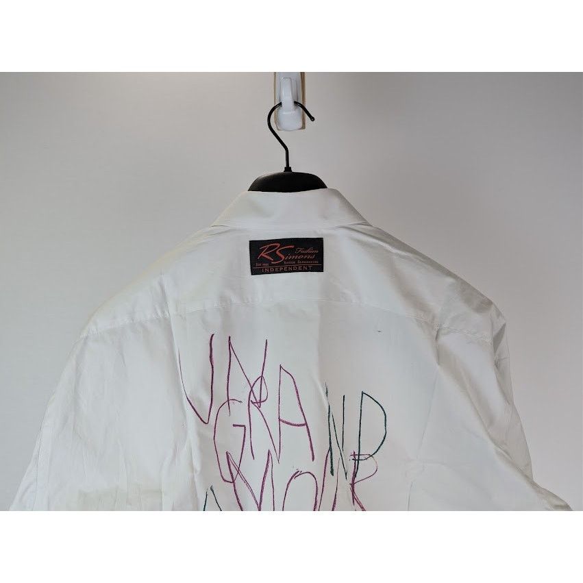 Raf Simons o1rshd1 Long Sleeve Cotton Print Back Button Up Shirt White Size US L / EU 52-54 / 3 - 11 Thumbnail