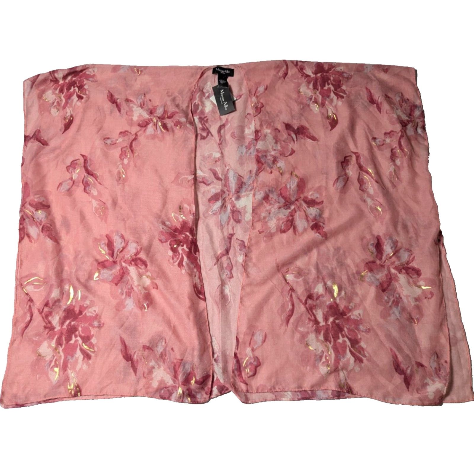 Vintage MARCUS ADLER Women One Size Pink Gold Floral Ruana Topper Cardigan Kimono NEW Size ONE SIZE - 2 Thumbnail