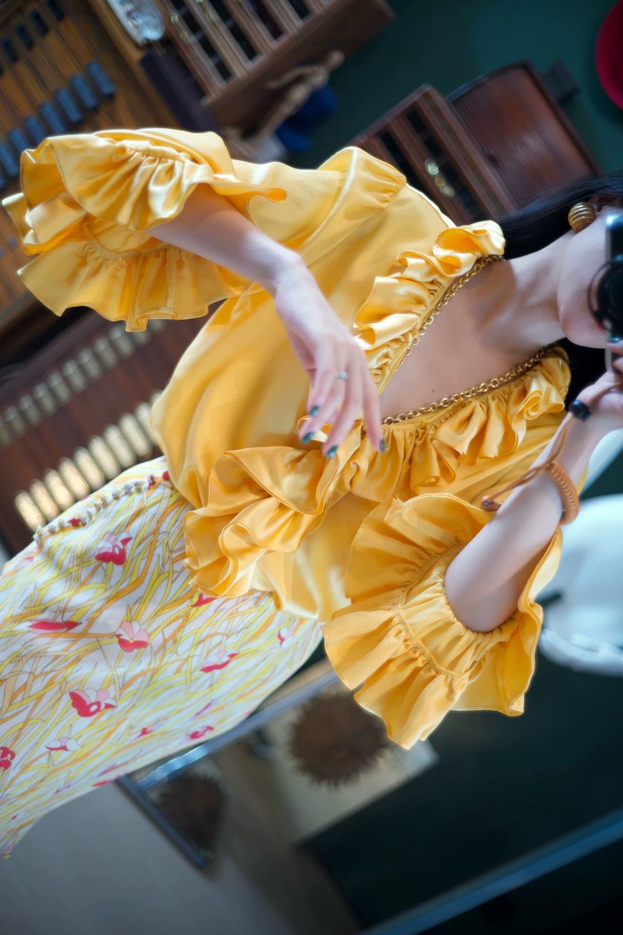 Other Custom Sunset Yellow Silk Vampire Shirt Loose Fit Size S / US 4 / IT 40 - 9 Thumbnail