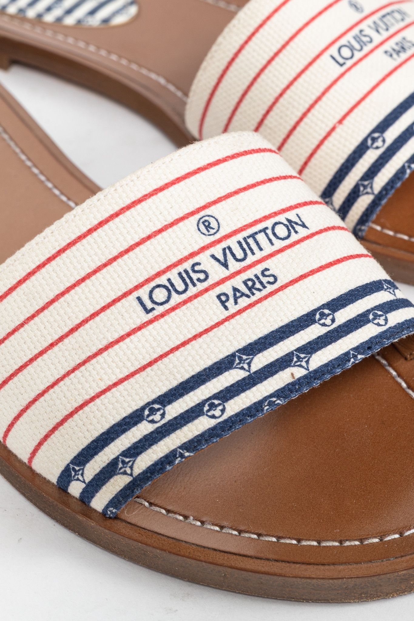 Louis Vuitton Louis Vuitton Escale Lock It Striped Flat Mule Sandals Size US 7.5 / IT 37.5 - 7 Thumbnail