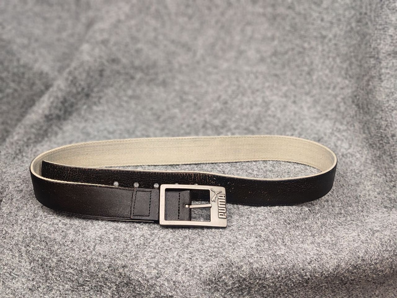 Puma Vintage Puma Logo Dark Brown Canvas Belt Y2K Style Size ONE SIZE - 8 Thumbnail