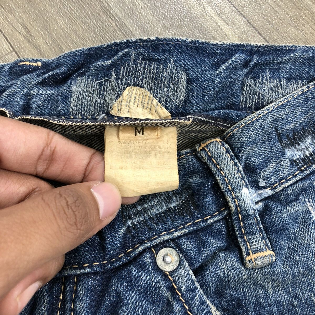 If Six Was Nine × Le Grande Bleu (L.G.B.) 🇯🇵2000s Repack Japan Reconstucted Distressed Flared Jeans Size US 32 / EU 48 - 16 Thumbnail