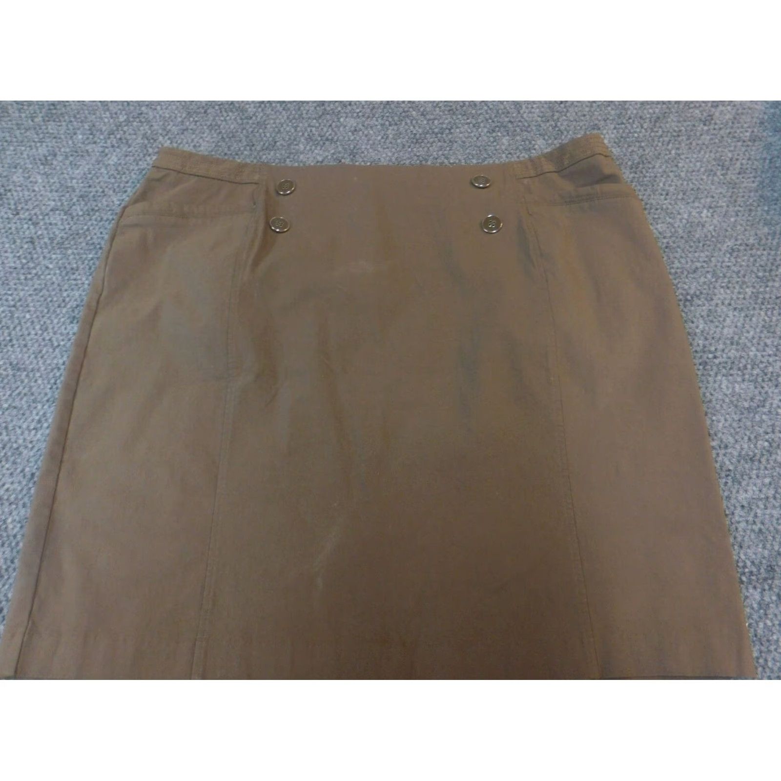 Vintage 89th & Madison Skirt Womens 24W Plus Brown mid A-Line Knee Length Zip Zipper Knit Cotton Wool Polyester Size 42" / US 20 - 2 Thumbnail