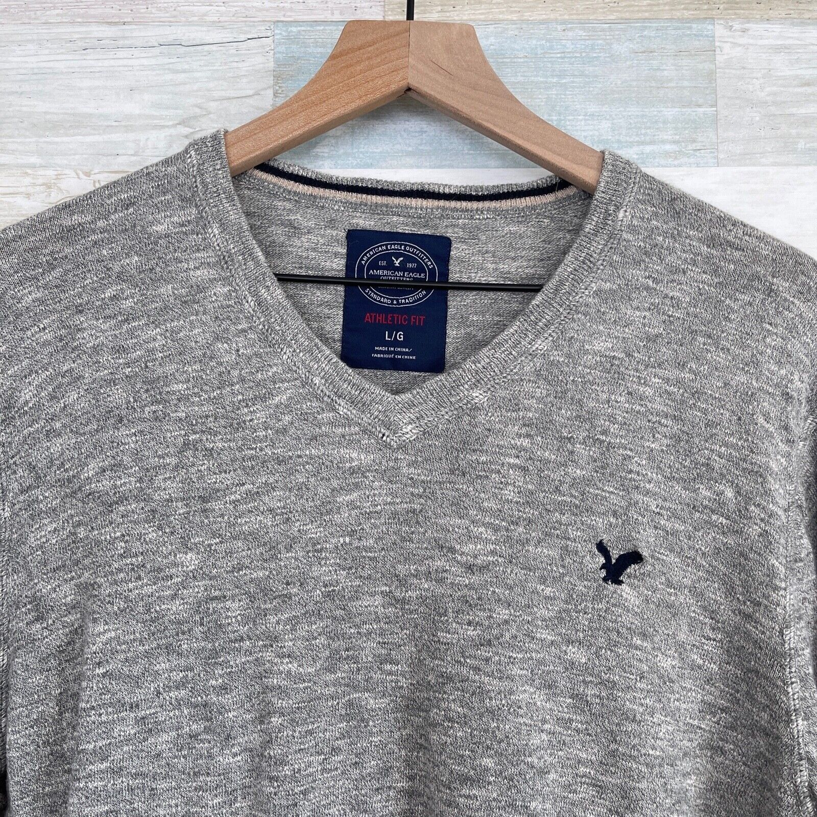American Eagle Outfitters American Eagle Athletic V Neck Sweater Gray Lightweight L Size US L / EU 52-54 / 3 - 2 Thumbnail