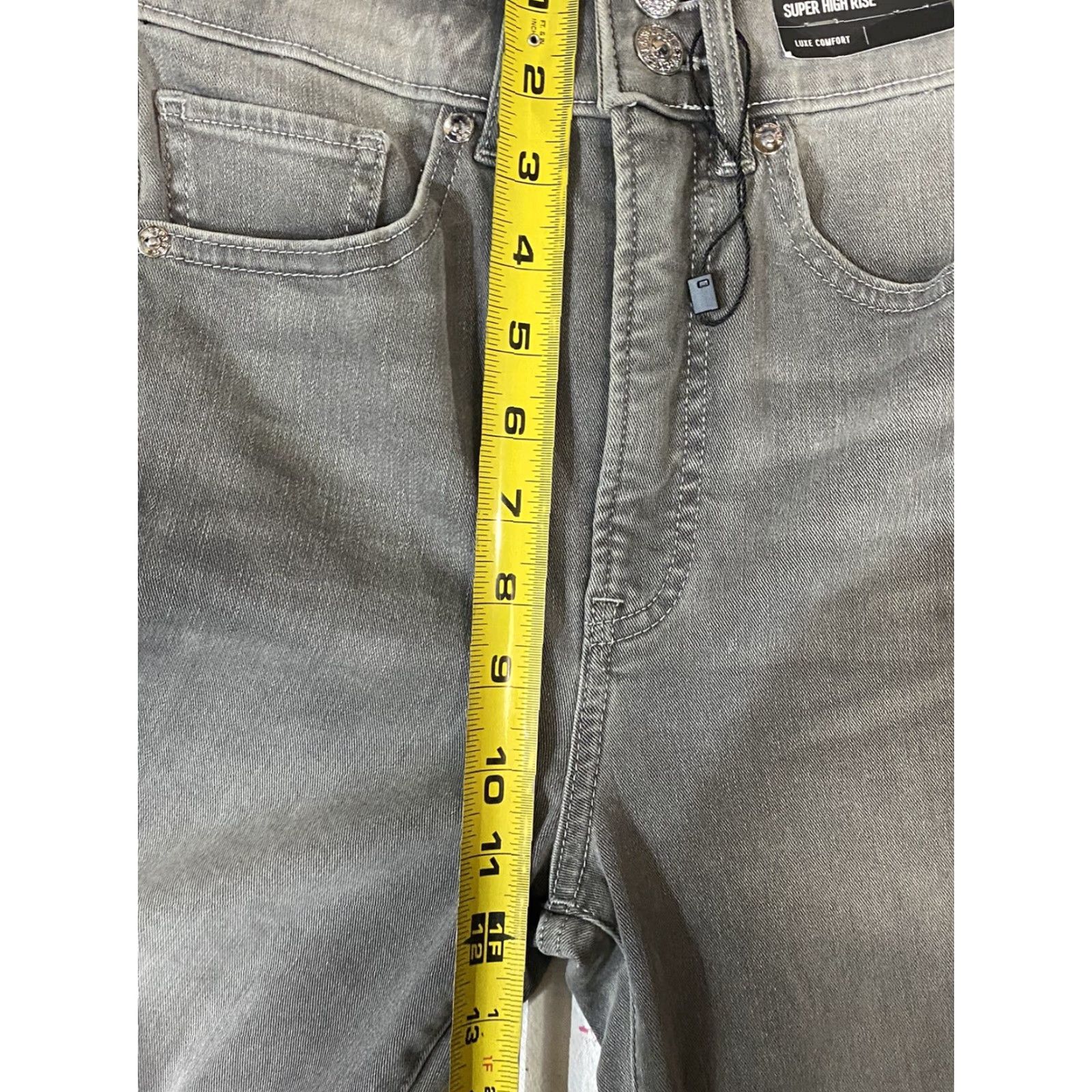 Express Express Jeans Slim Super High Rise Cropped Gray Stretch Raw Hem 00R Womens Jeans Size 40" / US 18 - 4 Thumbnail