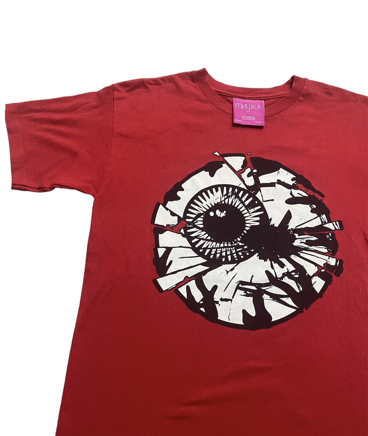 Image of Mishka Illumination Crack Eye Printed Tshirt in Red, Men's (Size Small)