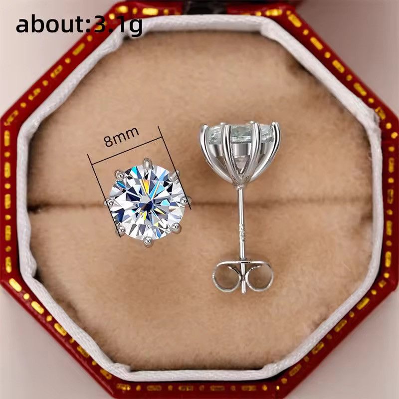 Jewelry Exquisite 8mm Claw Setting CZ Stud Earrings Size ONE SIZE - 5 Thumbnail